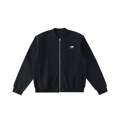 Essential Zip-Up Fleeced Varsity Jacket