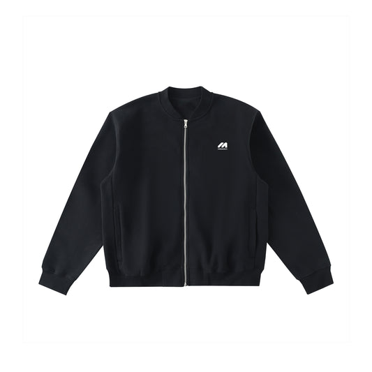 Essential Zip-Up Fleeced Varsity Jacket
