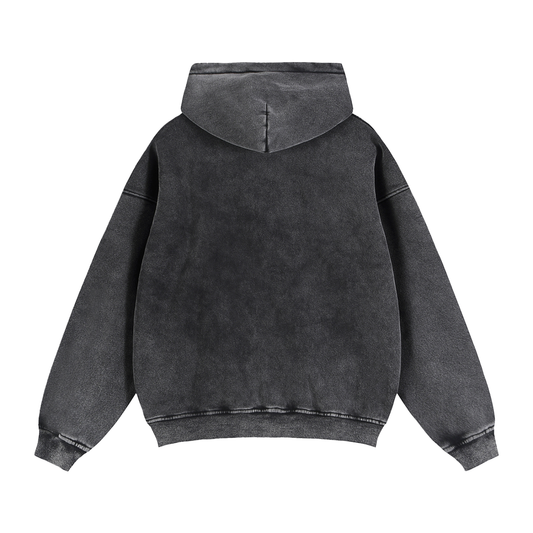 Washed Zip-Through Boxy Fleece Hoodie