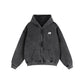 Washed Zip-Through Boxy Fleece Hoodie